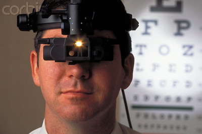 Ophthalmologist Wearing Examination Instrument